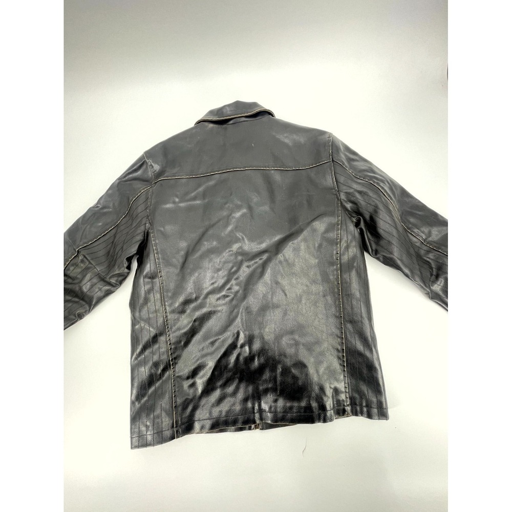 Vintage Whispering‎ Smith Leather Biker Jacket Mens 14/16 Black Quilted Lined - Picture 11 of 14